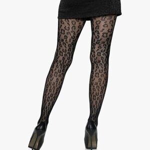 Leg Avenue ✦ On the Prowl Leopard Sheer Tights ✦ High‑Waist Micro Fishnet OS NWT